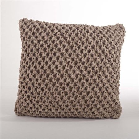 SARO LIFESTYLE SARO 1590.MC20S 20 in. Sheridan Knitted Square Knitted Design Down Filled Pillow - Mocha 1590.MC20S
